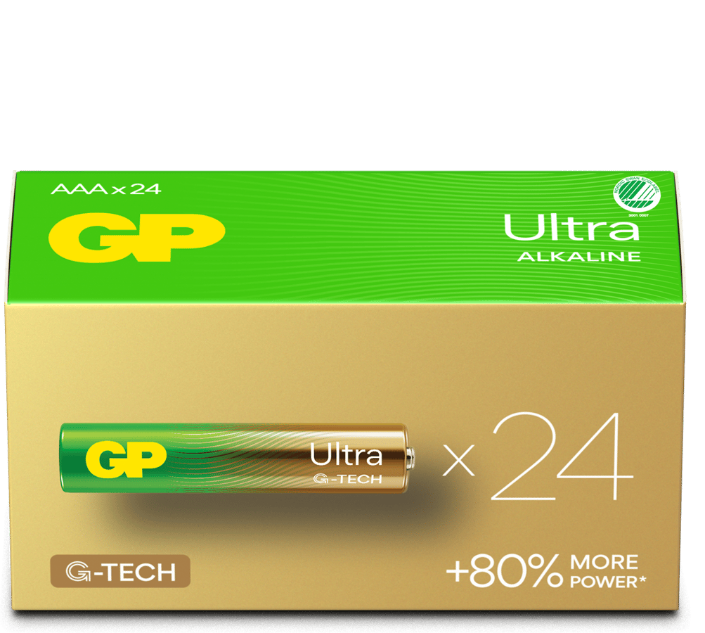 GP Ultra Alkaline Battery, Size AAA, 24AU/LR03, 1.5V, 24-pack