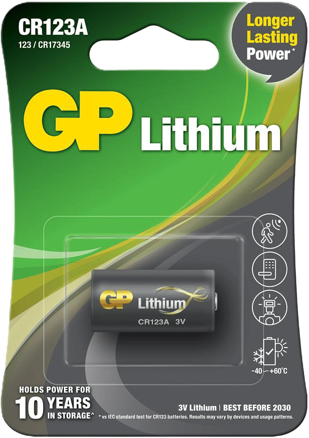 GP Lithium Battery CR123A, 3V, 1-pack