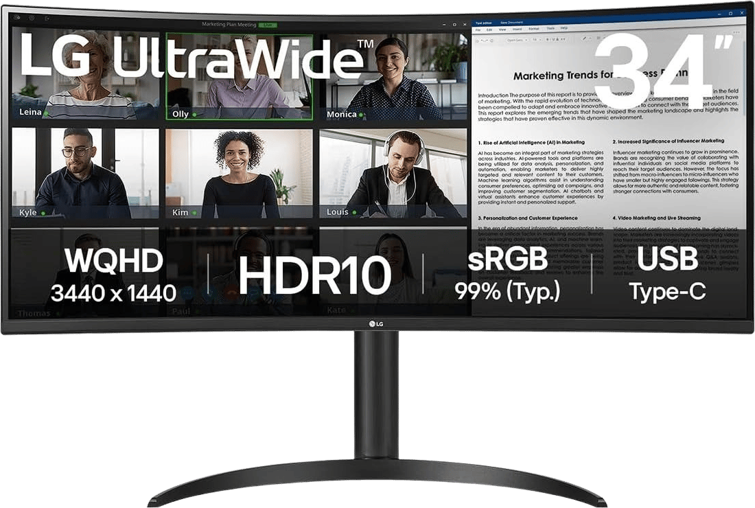 LG 34'' UltraWide 34WR55QK VA WQHD (1800R) 100 Hz USB-C