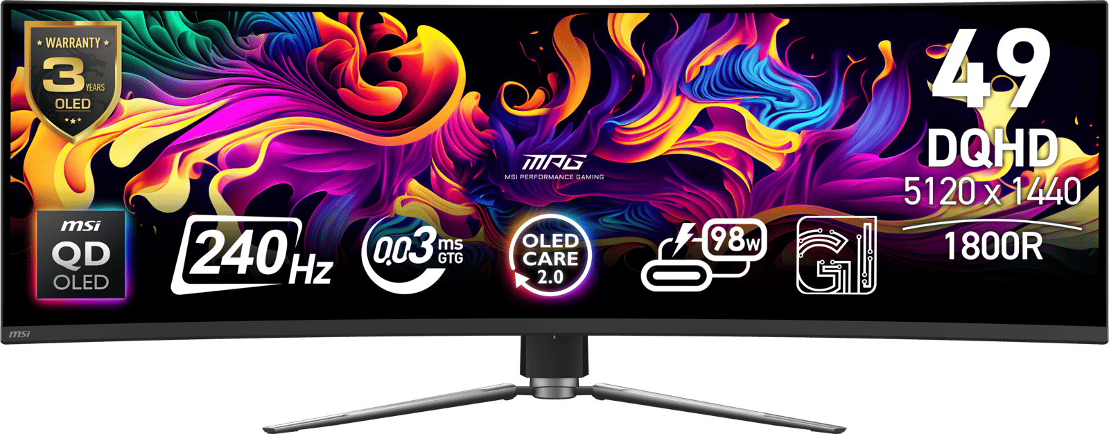 MSI 49" MPG 491CQPX OLED DQHD (1800R) 240 Hz USB-C