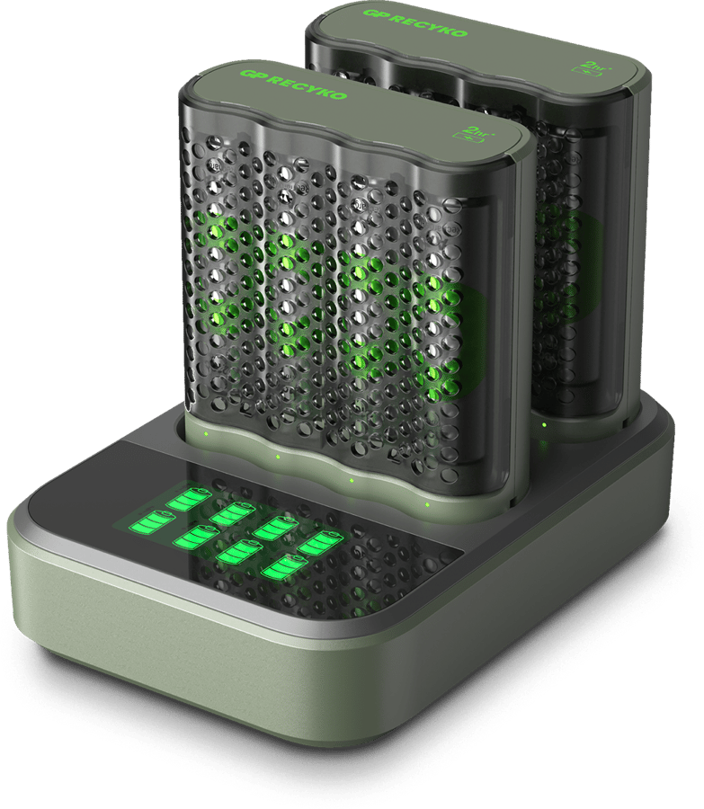 GP ReCyko Speed batteriladdare , M452 (USB), 2-pack + Dock D851, ink 8 x AA 2600 mAh Batteries