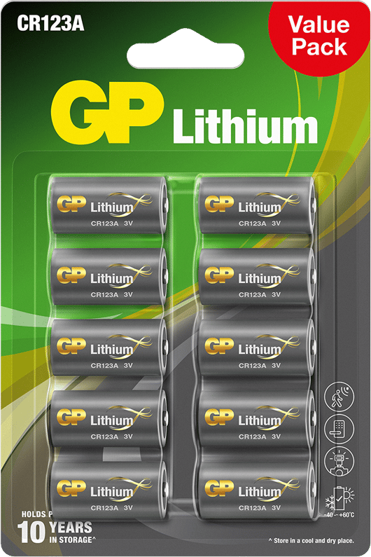 GP Lithium CR123A 10 pack