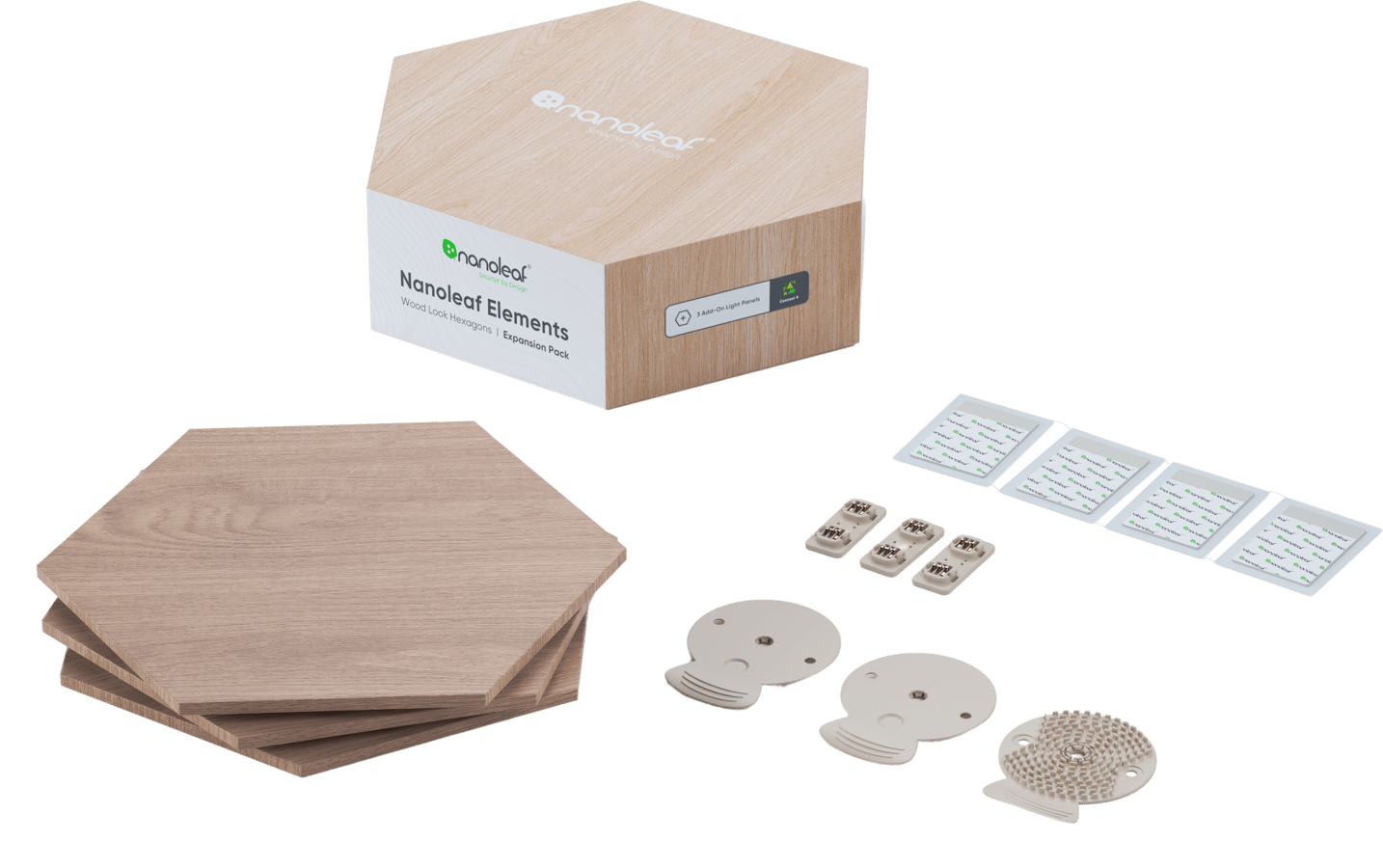 Nanoleaf Elements - Paneler med träutseende Expansion Pack - 3 paneler