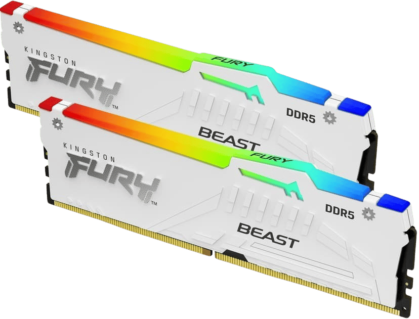 Kingston 64GB (2x ) DDR5 6000MHz CL36 FURY Beast RGB Vit AMD EXPO/Intel XMP 3.0
