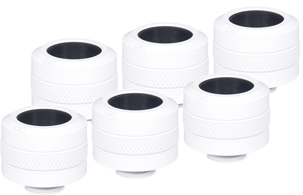 Alphacool Eiszapfen PRO 16mm HardTube Fitting G1/4 - White Sixpack