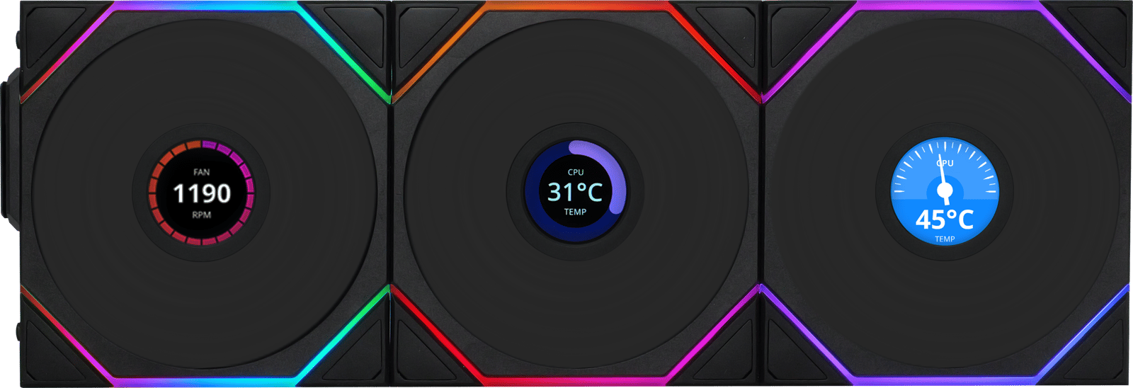 Lian Li UNI FAN TL 120mm Wireless LCD Svart 3-pack
