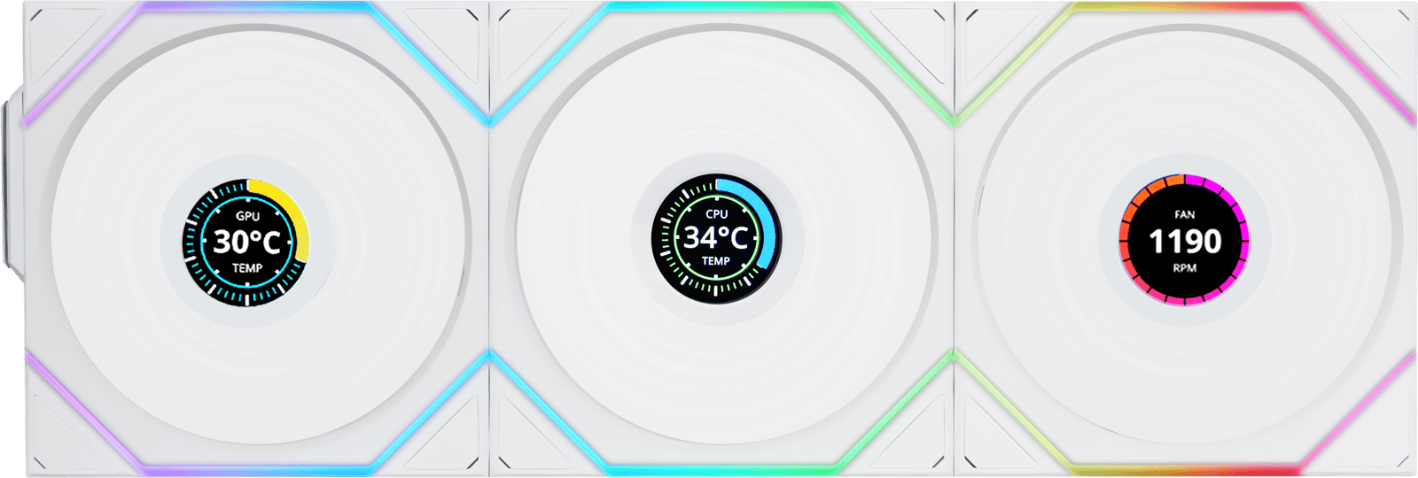 Lian Li UNI FAN TL 120mm Wireless LCD Reverse Vit 3-pack