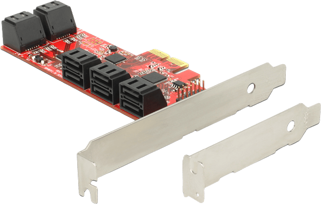 DeLOCK Expansionskort PCIe x2 → 10x SATA Lågprofil