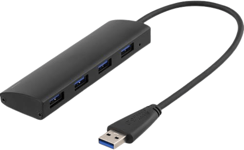 DELTACO USB 3.0-adapter 4 portar Svart