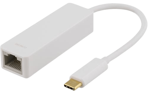 DELTACO Nätverksadapter USB-C 3.1 till RJ45 Vit