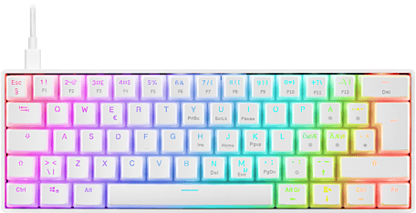 DELTACO Gaming Tangentbord WK90 60% Vit Linear Pink
