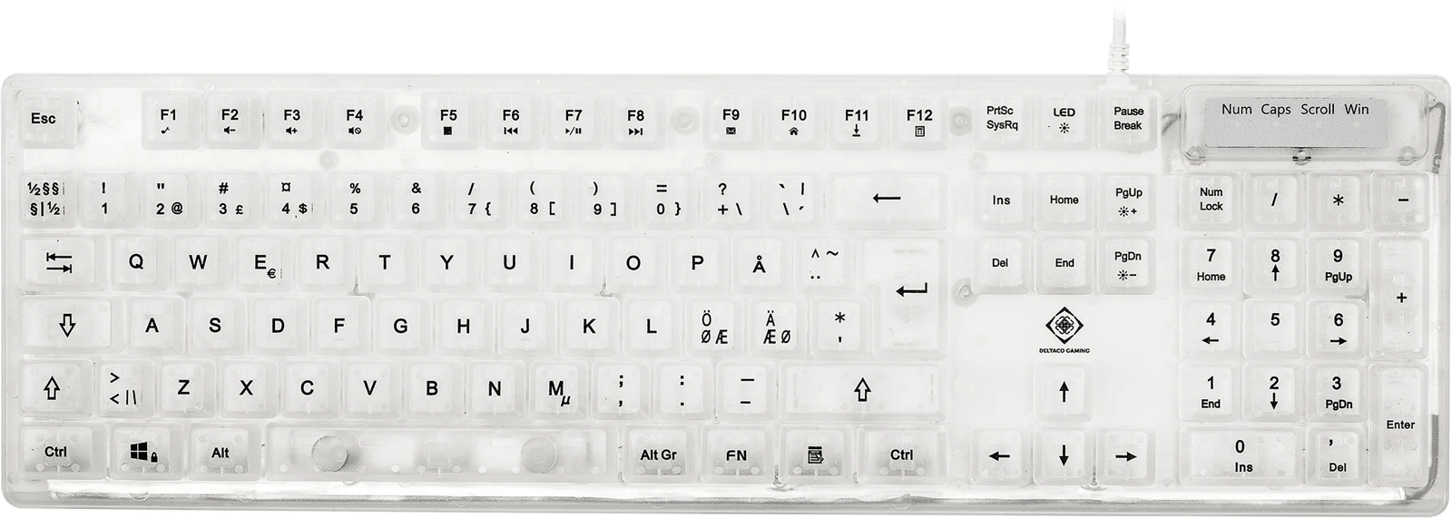 DELTACO Gaming DK250 Transparent Gaming Tangentbord Membran