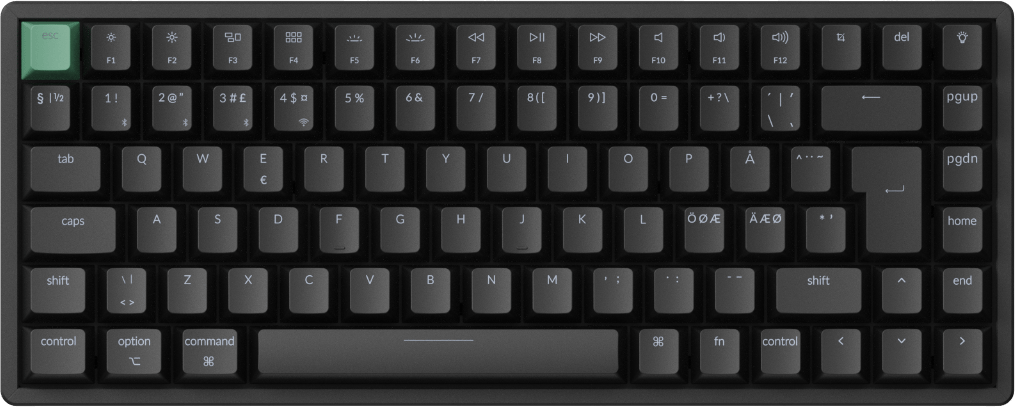 Keychron K2 HE Wireless Tri-Mode Hot Swap QMK Gateron 2.0 Purple Magnetic Switch Svart