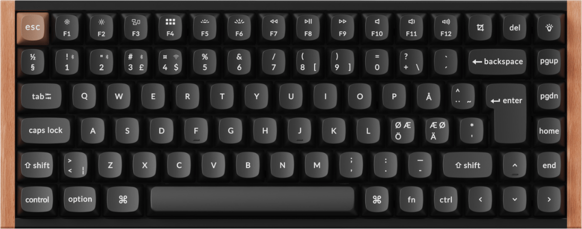 Keychron K2 HE SE Wireless Tri-Mode Hot Swap QMK Gateron 2.0 Purple Magnetic Switch Wood Svart