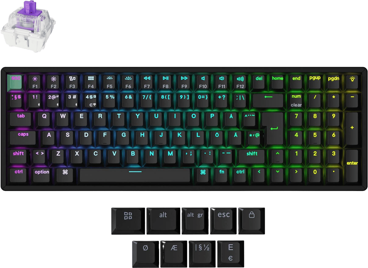 Keychron K4 HE Wireless Tri-Mode Hot Swap QMK Gateron 2.0 Purple Magnetic Switch