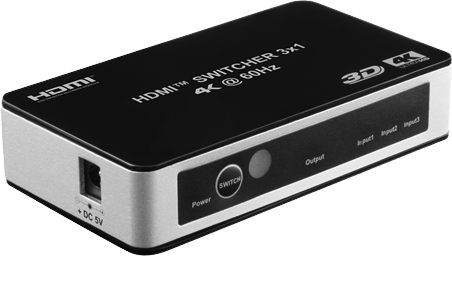 DELTACO HDMI-switch, 3 ingångar till 1 utgång Ultra-HD