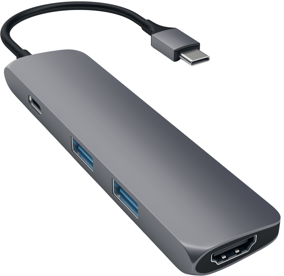 Satechi USB-C Dockningsstation Slim 4 portar 60 W Rymdgrå