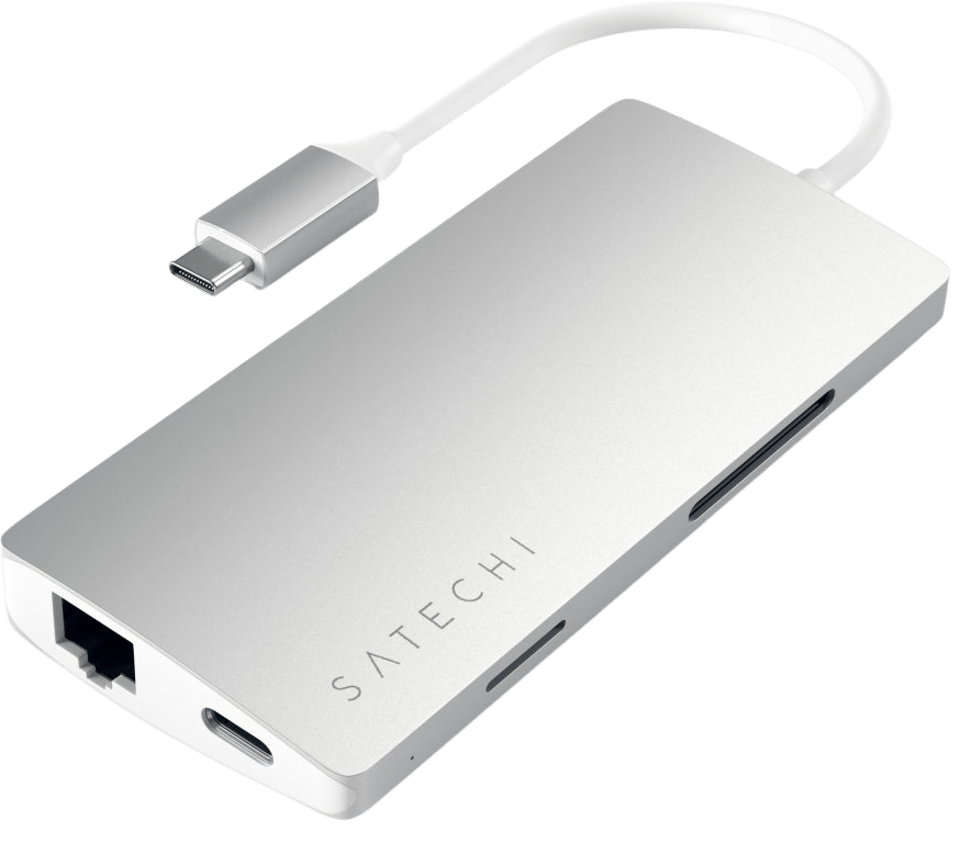 Satechi USB-C Dockningsstation 8 portar 60 W Silver