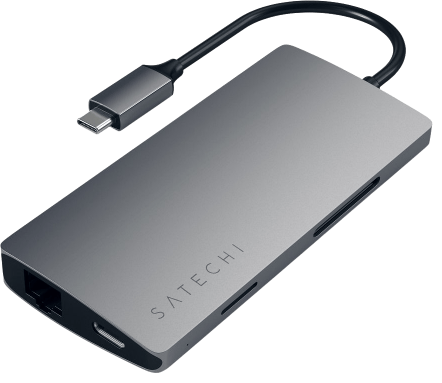 Satechi USB-C Dockningsstation 8 portar 60 W Rymdgrå