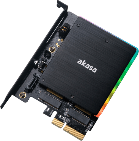 M.2 adapterkort med RGB plats för 2 M.2 SSD (1xNVME, 1x SATA)