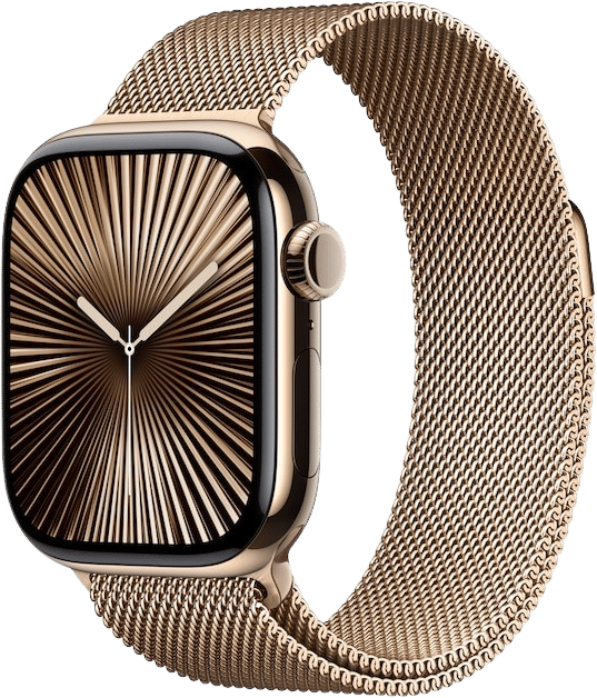 Apple Watch Series 10 (46mm) Titan Milanesisk Loop M/L Guld LTE