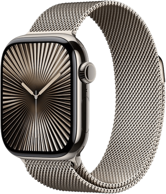 Apple Watch Series 10 (46mm) Titan Milanesisk Loop M/L Naturlig LTE