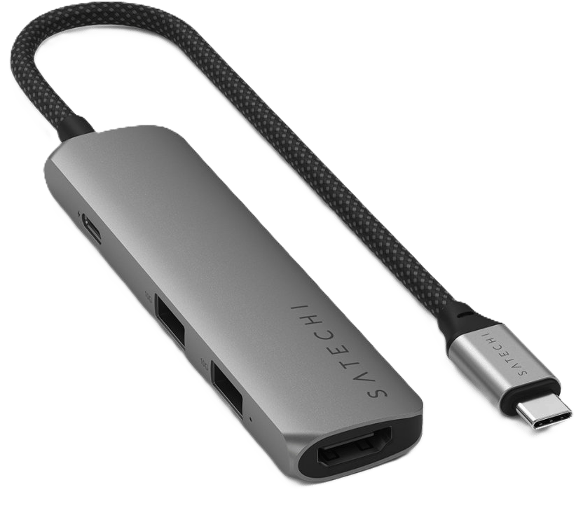 Satechi 4-i-1 USB-C Slim Multiport Adapter 4k - Rymdgrå