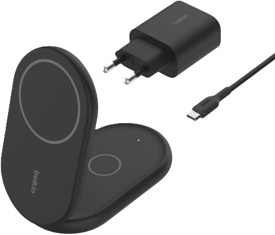 Belkin Qi2 2-in-1 Magnetisk Trådlös laddare 15 W Svart