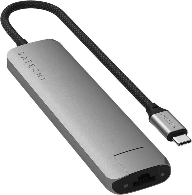 Satechi 7-i-1 USB-C Slim Multiport Adapter med Ethernet - Rymdgrå