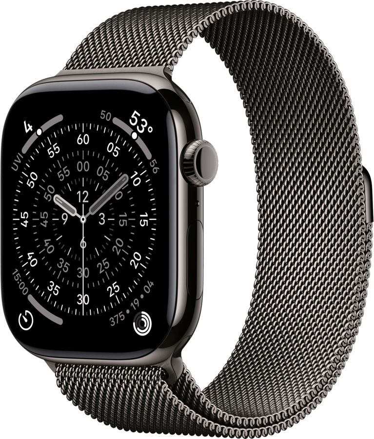 Apple Watch Series 11 (46mm) M/L Titan Milanesisk loop eSIM Skiffer