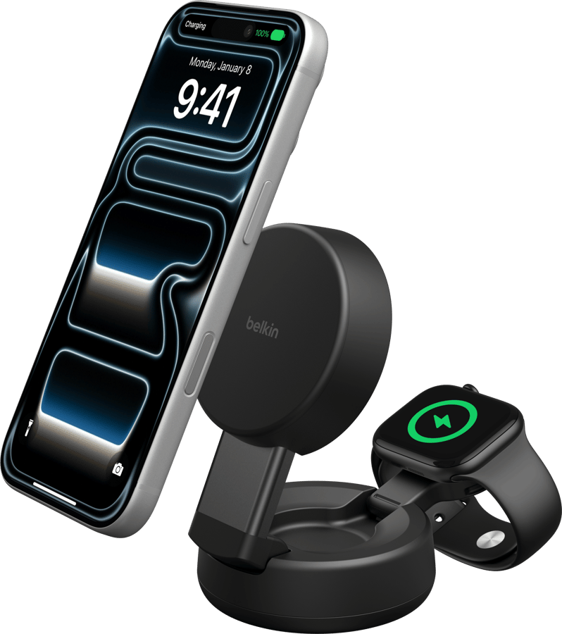 Belkin UltraCharge Compact 2-i-1 Magnetisk Laddningsstation med Qi2 25W