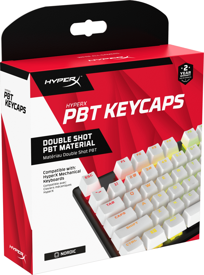 HyperX PBT Keycaps, Vit Nordisk Layout