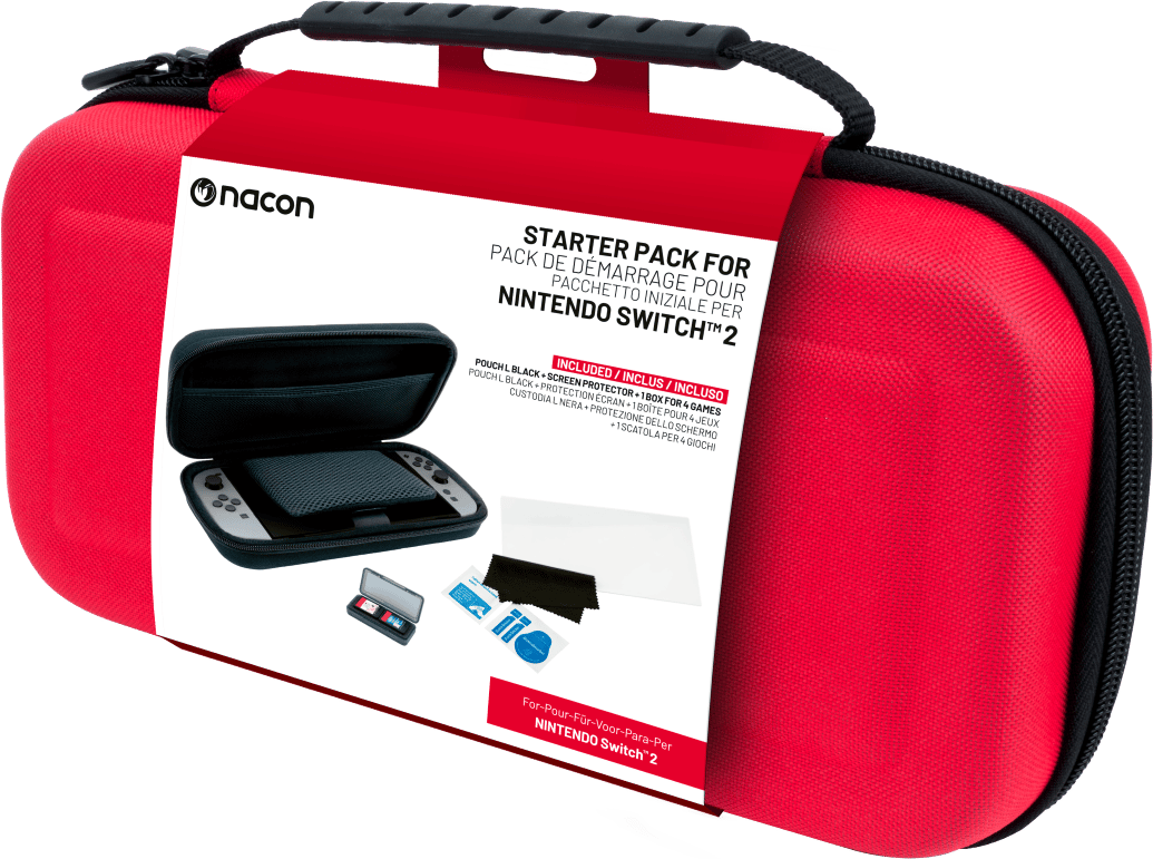 Nacon Switch 2 Förvaringsfodral och Skärmskydd Röd