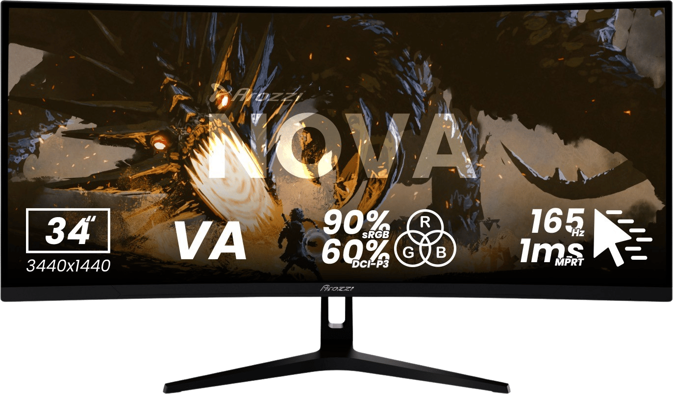 Arozzi Nova 34" Curved Black VA UWQHD (1500R) 165Hz