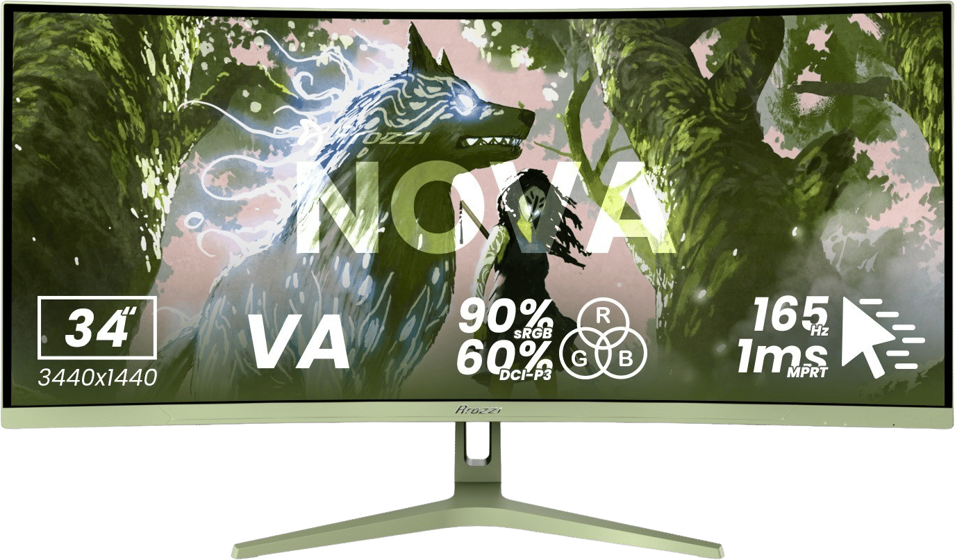 Arozzi Nova 34" Curved Forest Green VA UWQHD (1500R) 165Hz