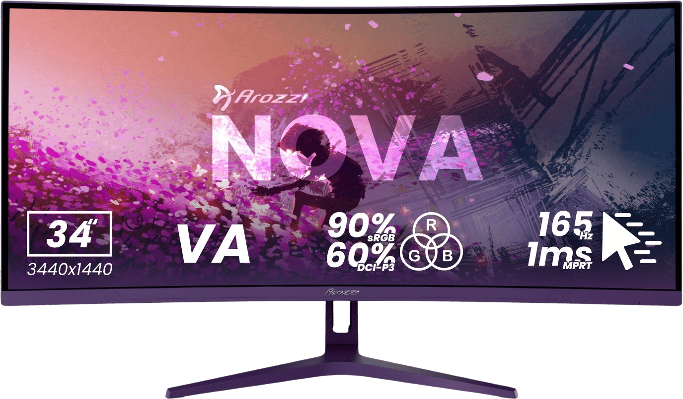 Arozzi Nova 34" Curved Purple VA UWQHD (1500R) 165Hz