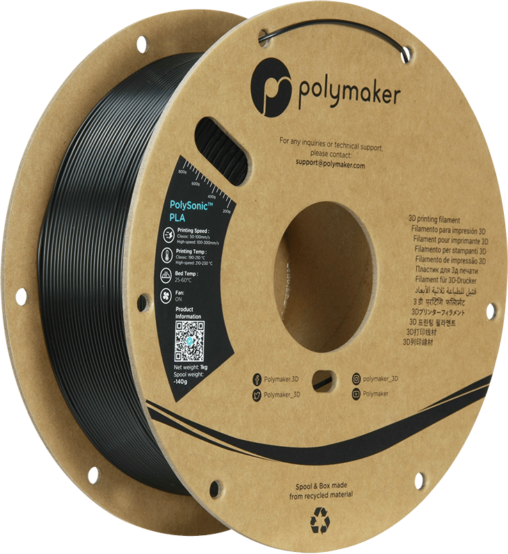 Polymaker PolySonic PLA 1.75mm - 1 kg - Svart