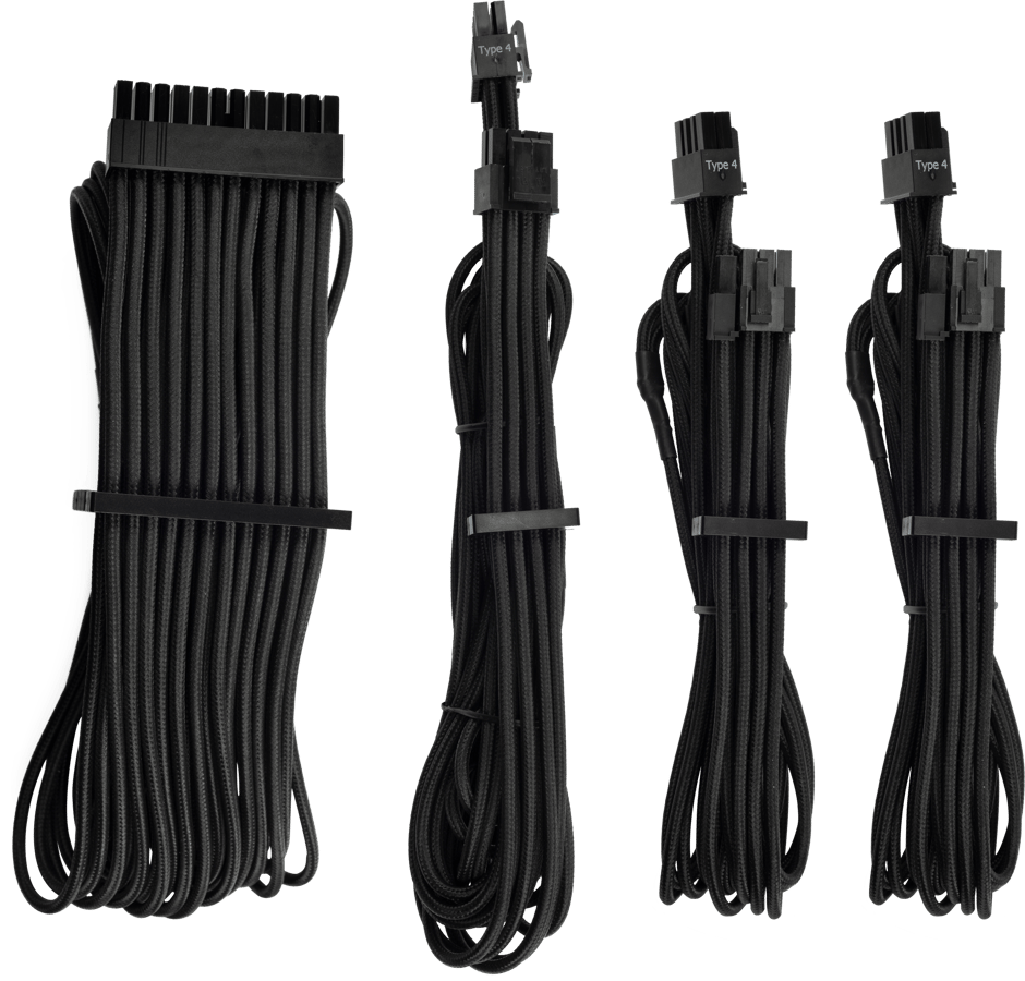 Corsair Sleevade Kablar Type 4 Gen 4 Startkit -Svart
