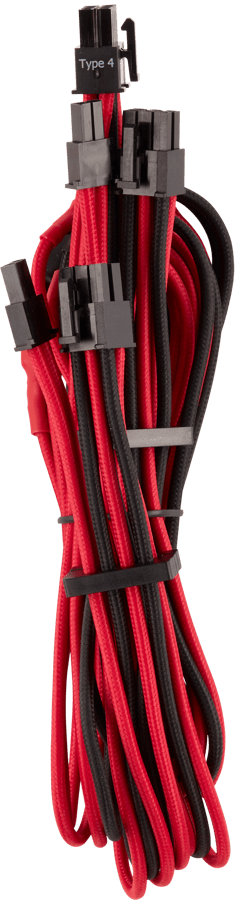 Corsair Sleevad PCIe-kabel Dual Typ 4 Gen 4 -Svart/Röd