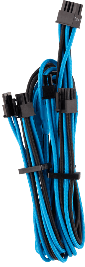 Corsair Sleevad PCIe-kabel Dual Typ 4 Gen 4 -Svart/Blå