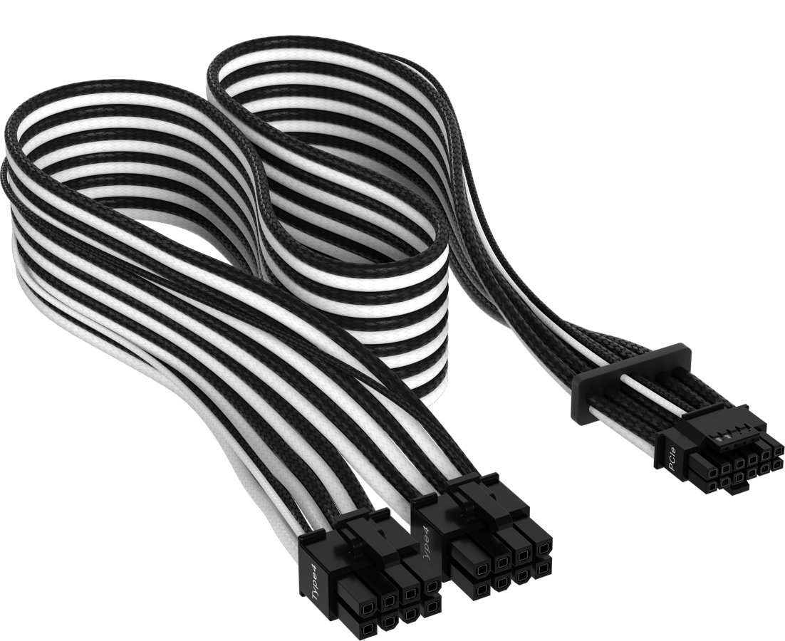 Corsair Sleevad 12VHPWR PCIe 5.0 Gen 5 Svart/Vit