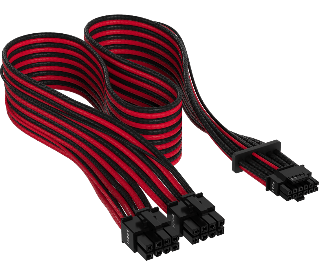Corsair Sleevad 12VHPWR PCIe 5.0 Gen 5 Svart/Röd