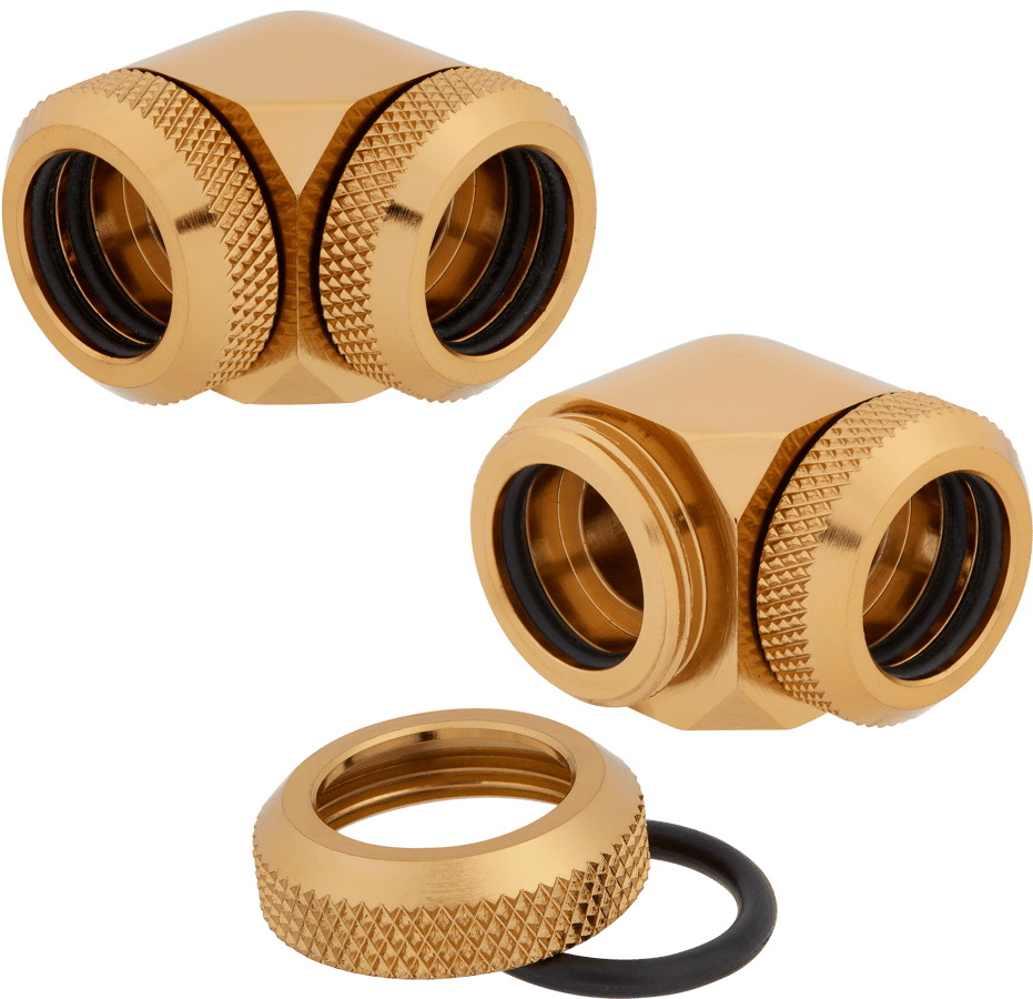 Corsair Hydro X Series XF Hardline 90° 14mm 2-pack - Guld