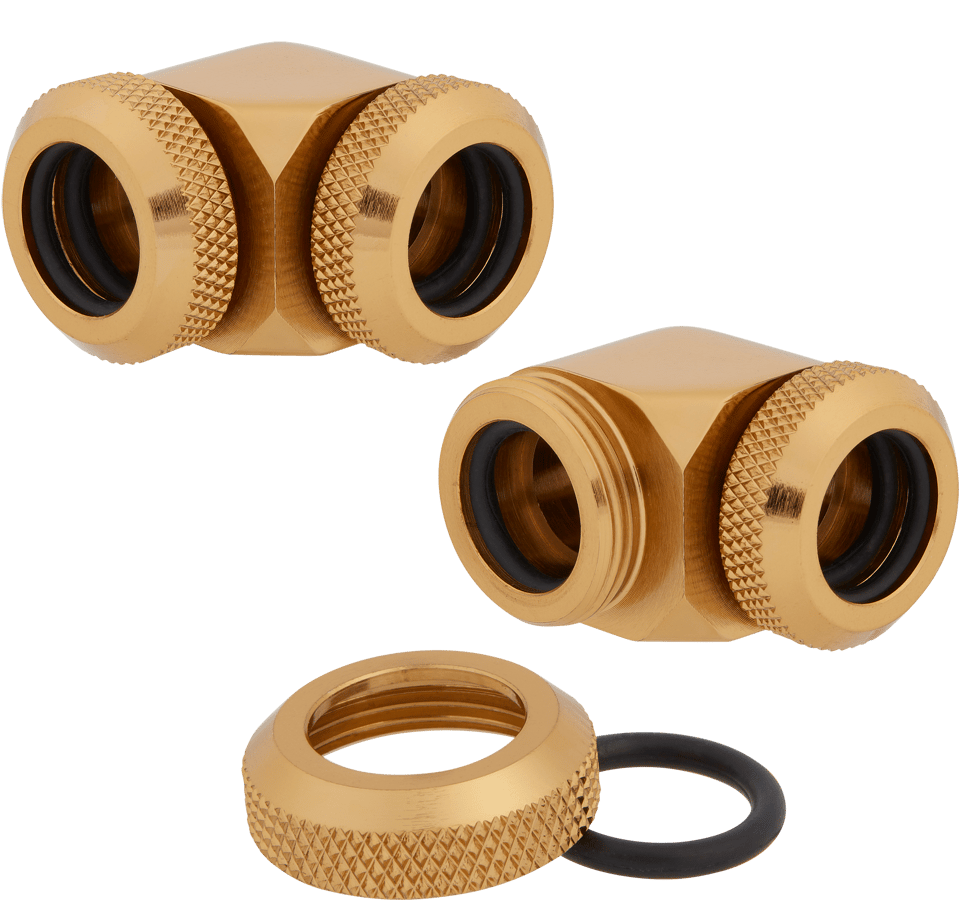 Corsair Hydro X Series XF Hardline 90° 12mm 2-pack - Guld