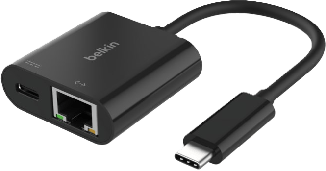 Belkin Adapter USB-C till USB-C/Ethernet Svart 100W