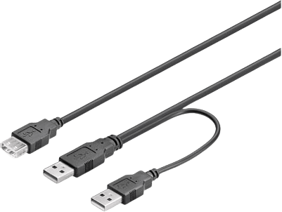 DELTACO USB 2.0 strömkabel 2xA-ha-1x A-ho, 0,3m
