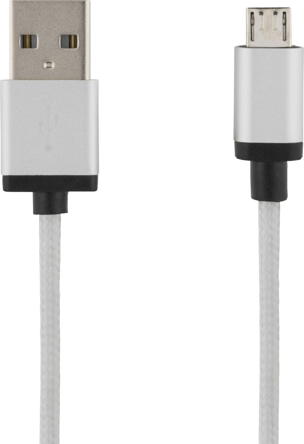 DELTACO Micro B-USB-kabel Silver Tygsladd 2 m