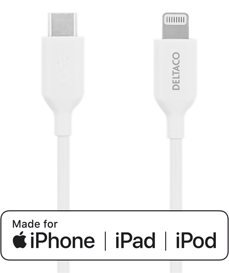 DELTACO USB-C till Lightning 2m Vit
