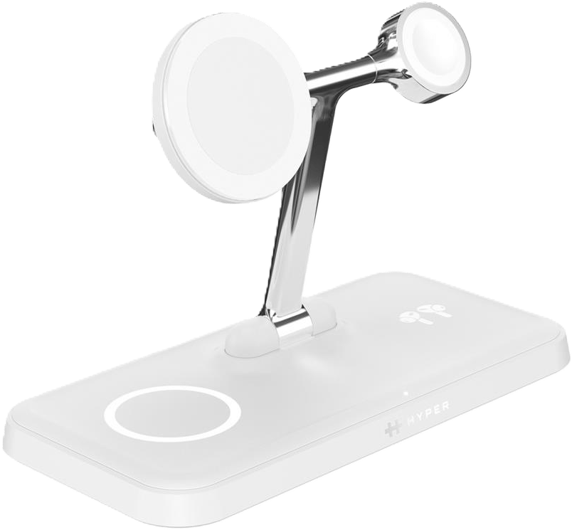 Hyper Trådlös laddare Qi2 4-in-1 Magnetic Charging Stand - Vit