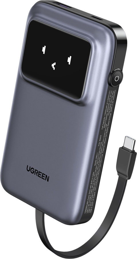 UGREEN UNO Powerbank 10000 mAh med inbyggd kabel